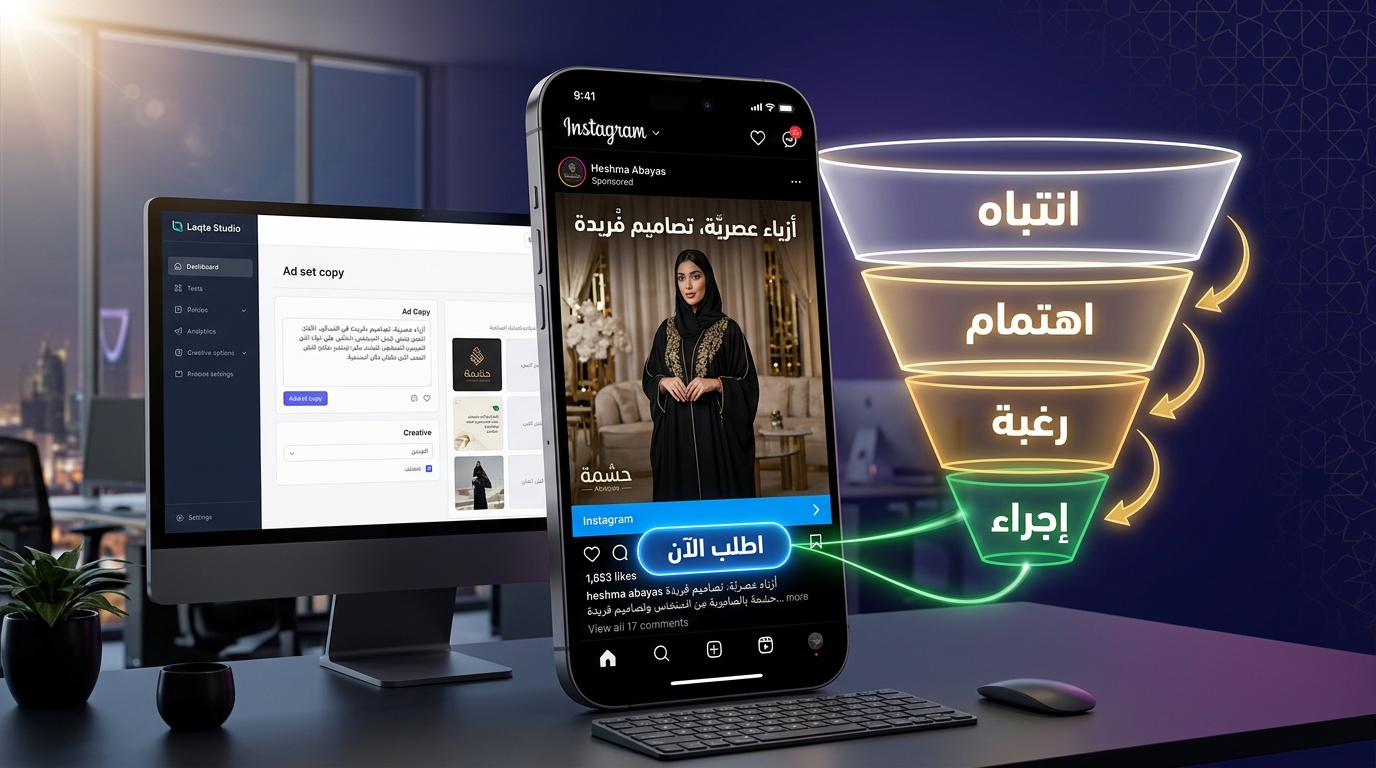 دليل تصميم اعلان تسويقي احترافي للمتاجر السعودية - لقطة استوديو