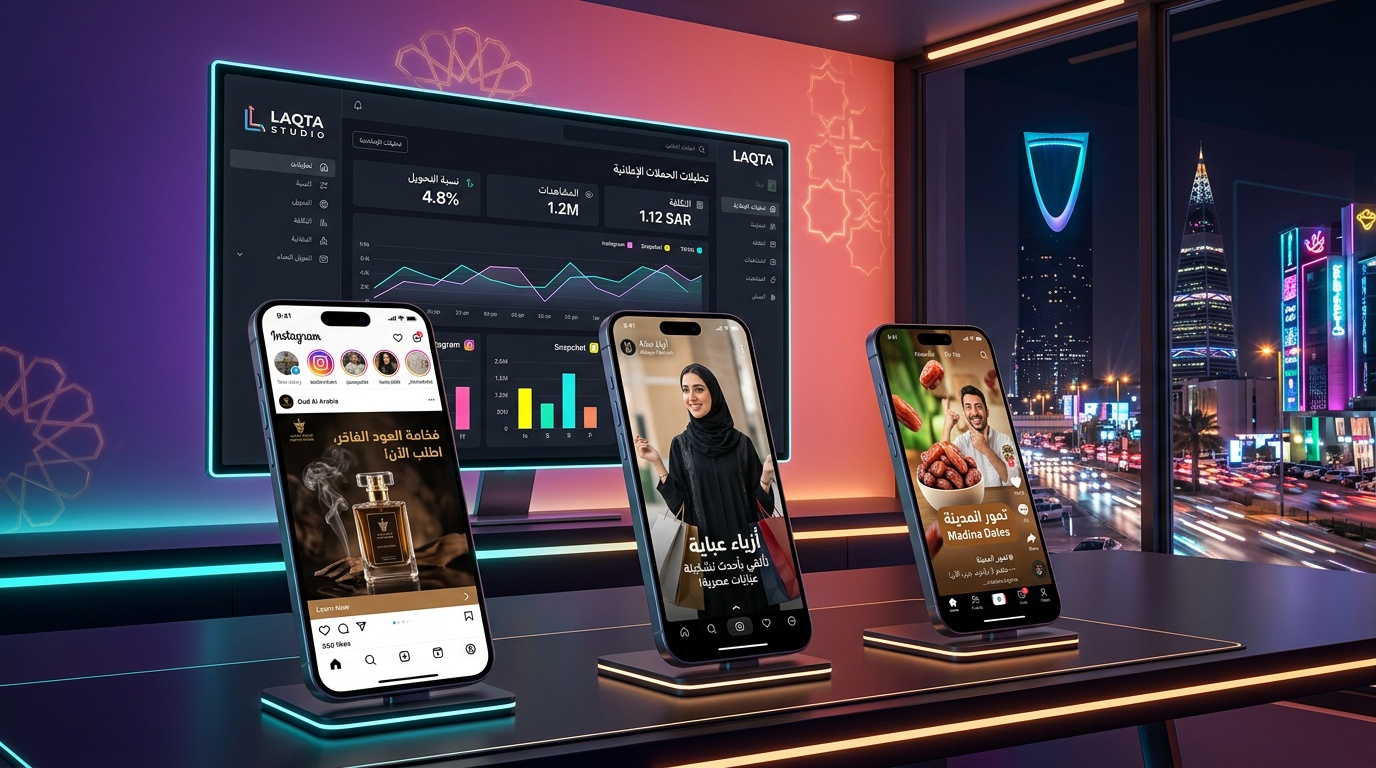 اعلانات سوشيال ميديا احترافية للمتاجر السعودية - لقطة استوديو