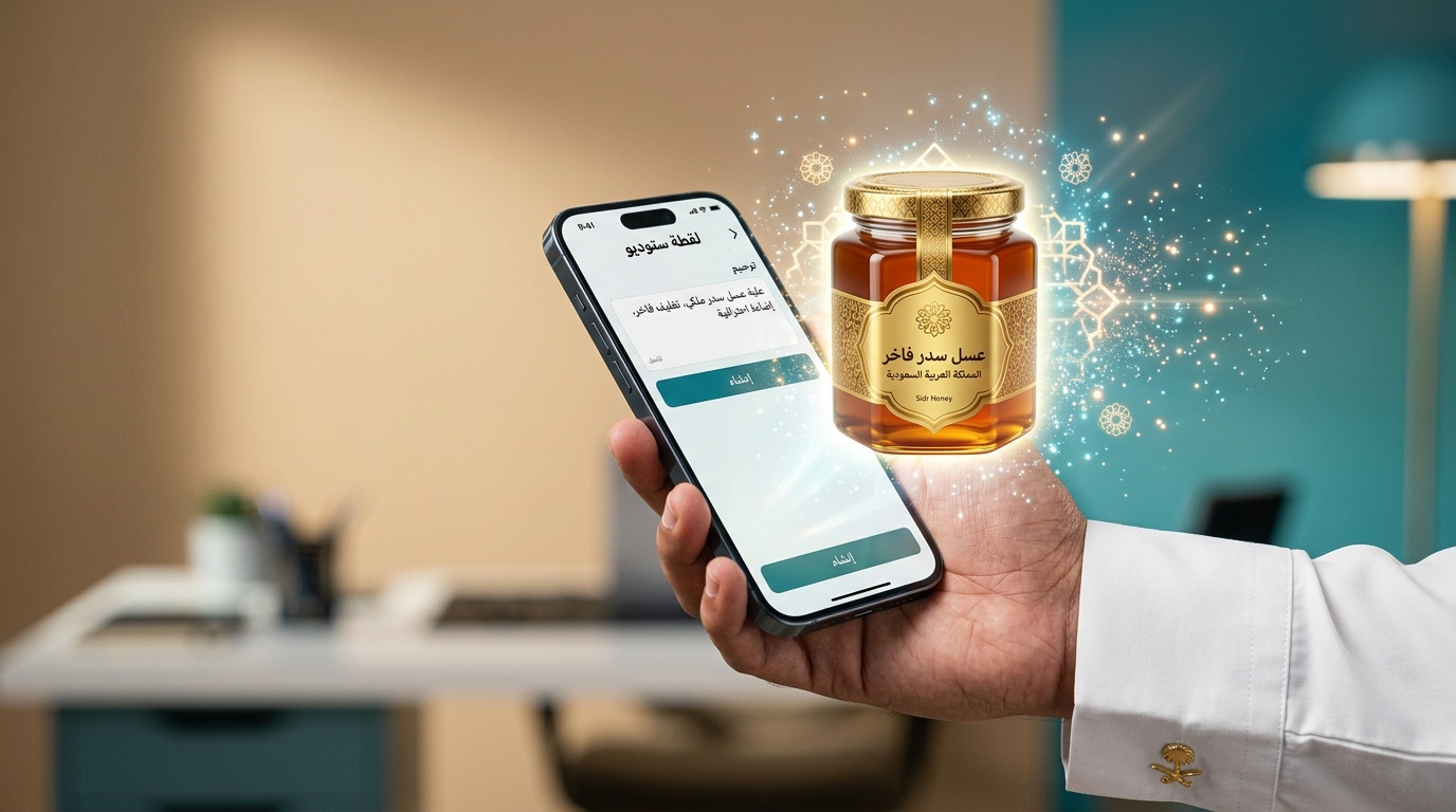 إنشاء صور منتجات احترافية بالذكاء الاصطناعي من الجوال عبر لقطة استوديو لرائد أعمال سعودي