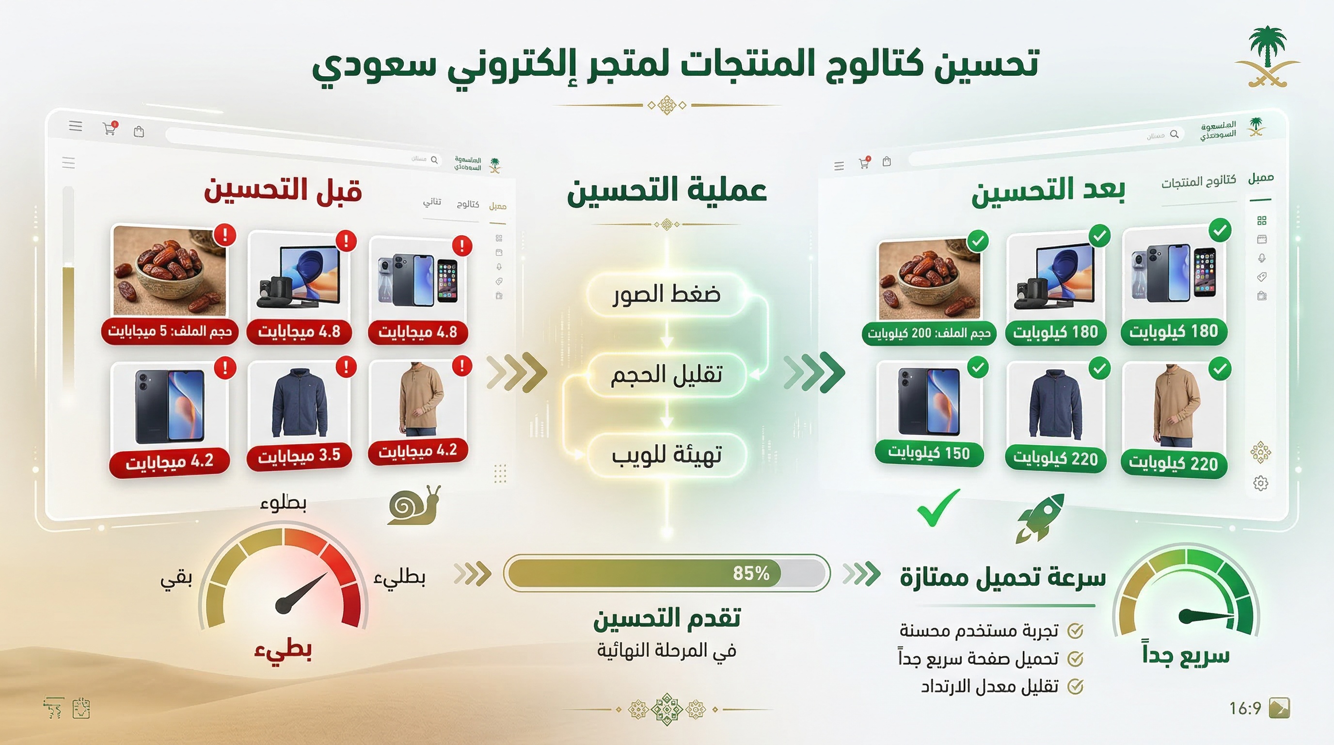 تصغير حجم صور متجر إلكتروني سعودي لتسريع التحميل مع الحفاظ على الجودة