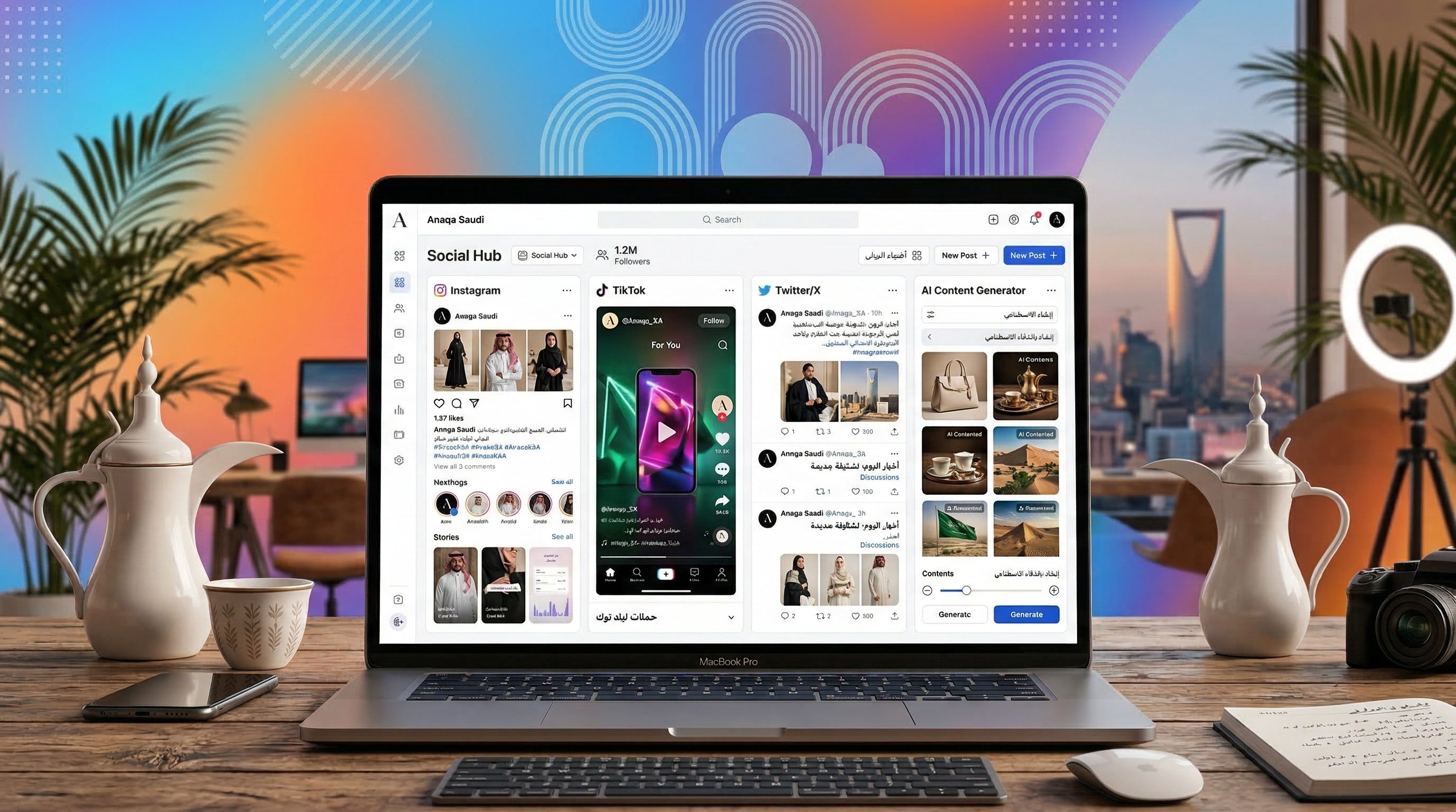تصميم سوشيال ميديا احترافي: الدليل الشامل 2025 - لقطة استوديو
