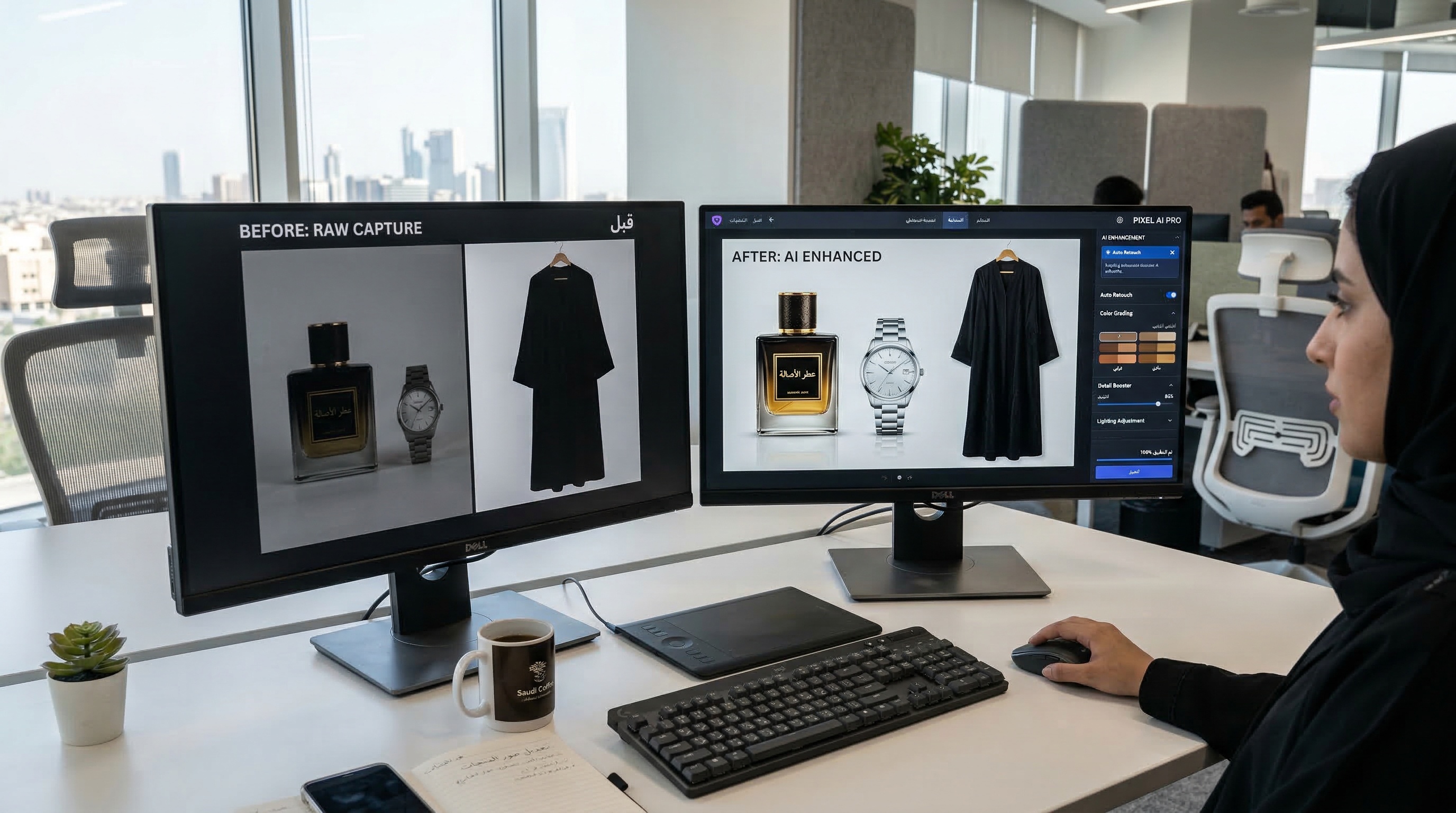 تعديل الصور بالذكاء الاصطناعي - مقارنة قبل وبعد