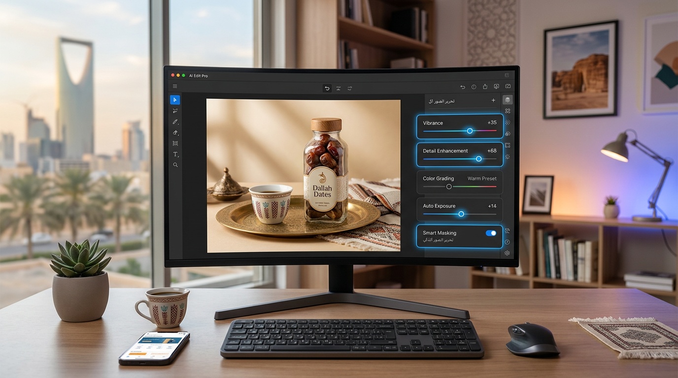 دليل تعديل الصور الشامل: أدوات وتقنيات تحسين صور المنتجات بالذكاء الاصطناعي - لقطة استوديو