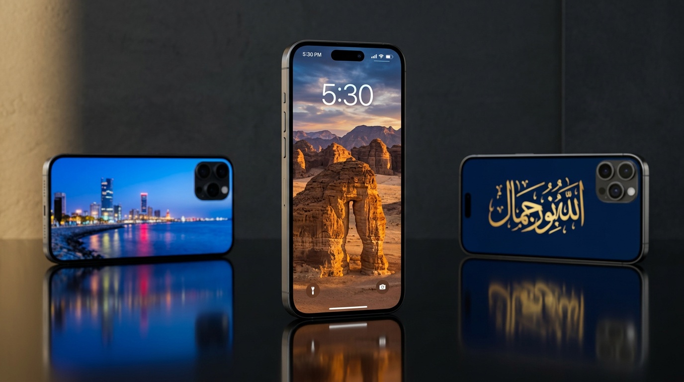 خلفيات ايفون بجودة 4K - مناظر سعودية من العلا وجدة وخط عربي