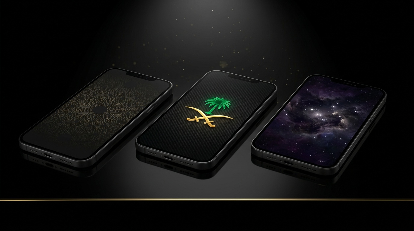 خلفيات سوداء فخمة للجوال مع زخارف ذهبية عربية وتصاميم AMOLED