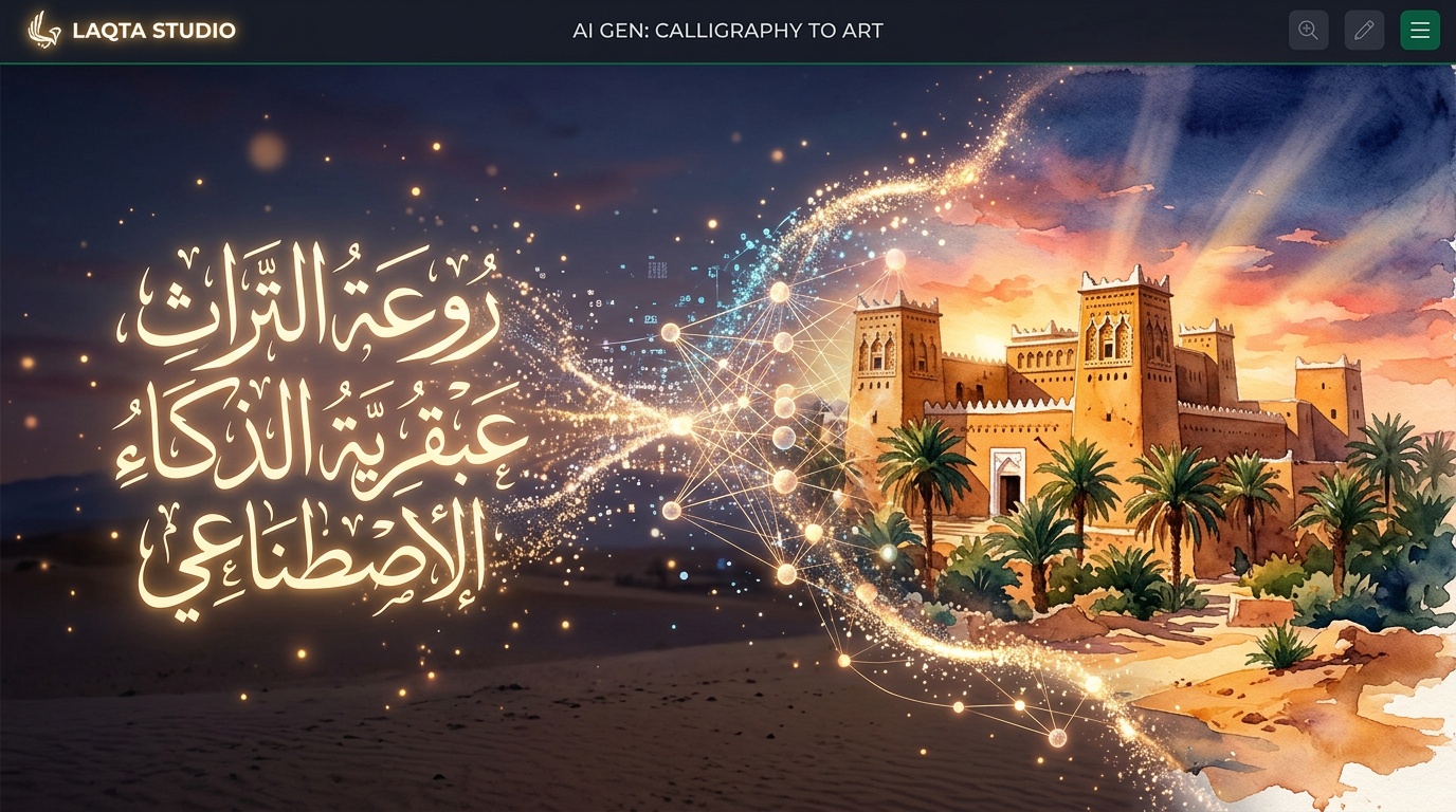 رسم بالذكاء الاصطناعي يحول نصاً عربياً إلى لوحة رقمية لقصر نجدي تقليدي عبر أداة لقطة