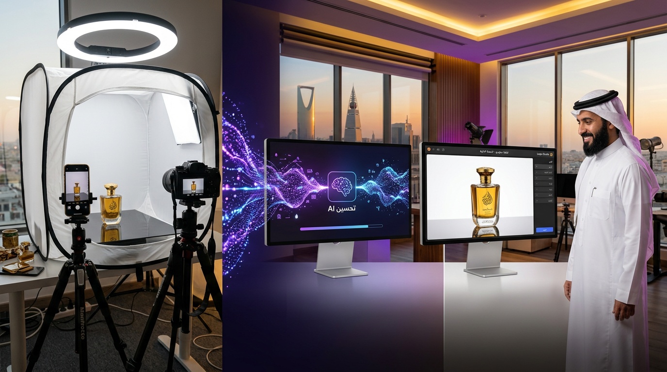من التصوير بالجوال إلى صور احترافية بالذكاء الاصطناعي - استوديو لقطة لتجار السعودية