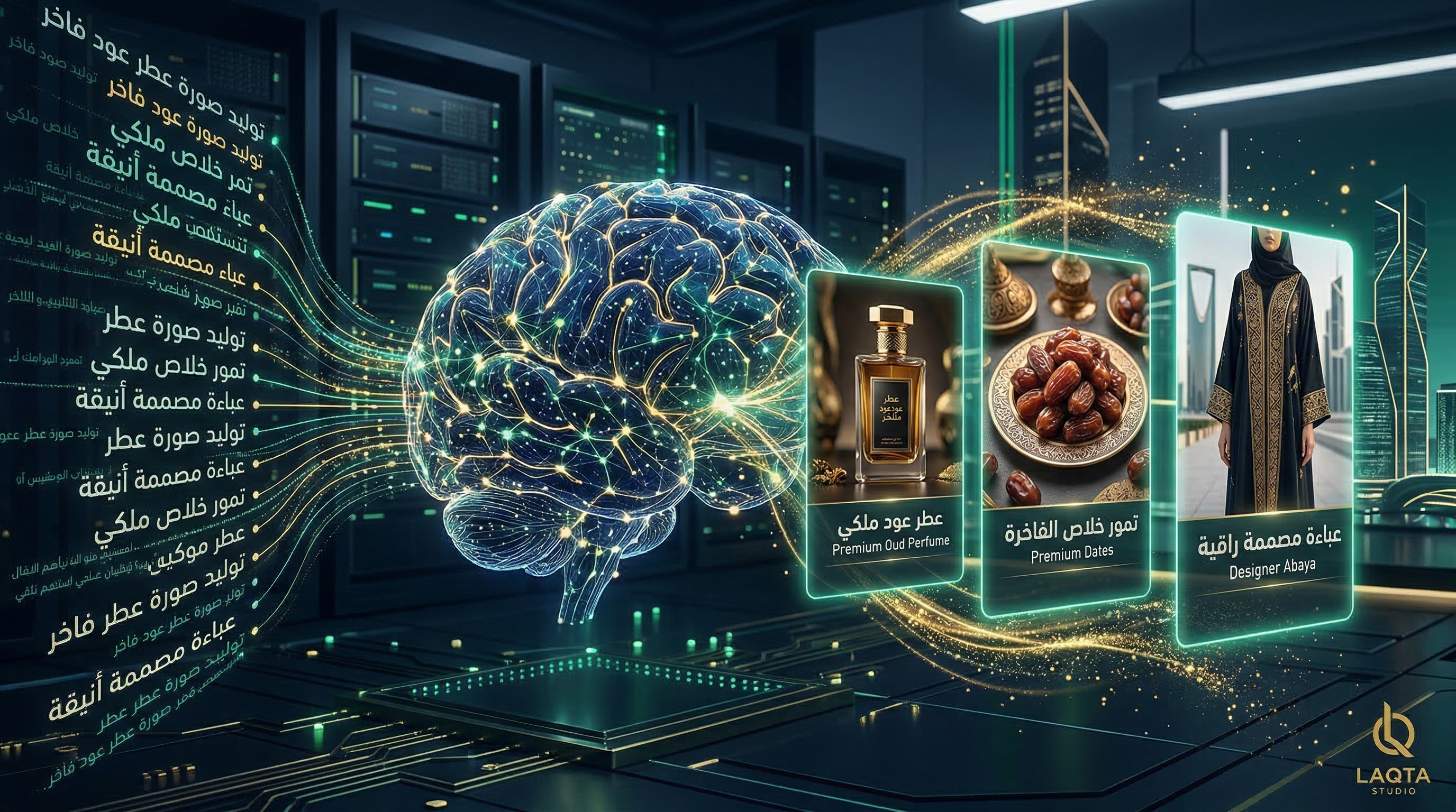 توليد صور منتجات سعودية احترافية بالذكاء الاصطناعي من لقطة استوديو