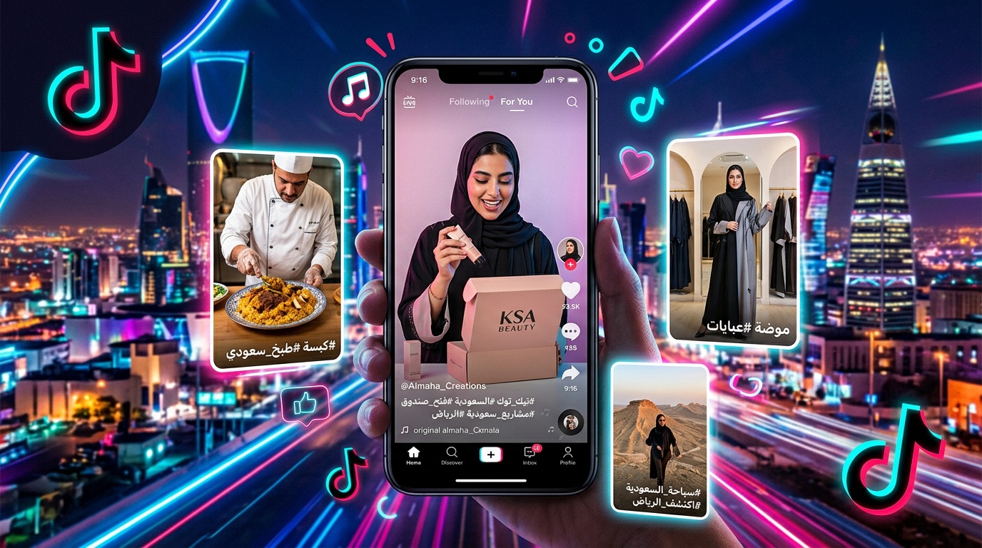 محتوى تيك توك احترافي لمتاجر سعودية - فيديوهات منتجات وأطعمة وأزياء