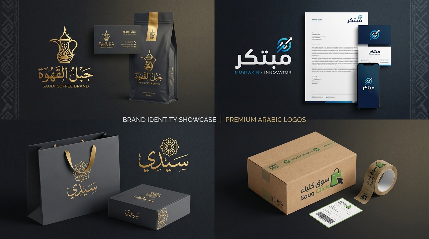 تصاميم شعارات عربية احترافية لعلامات تجارية سعودية متنوعة