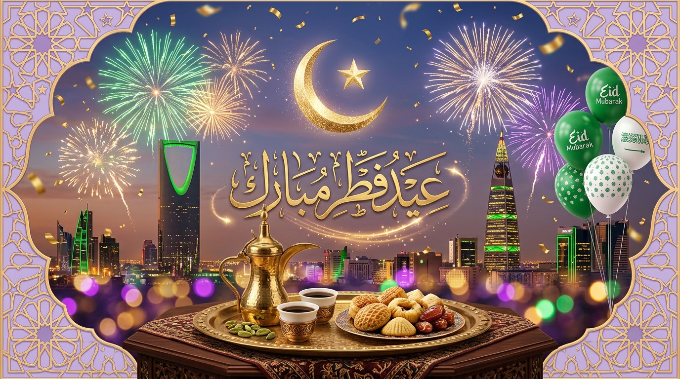 تصاميم عيد الفطر المبارك بأجواء سعودية احتفالية - لقطة استوديو