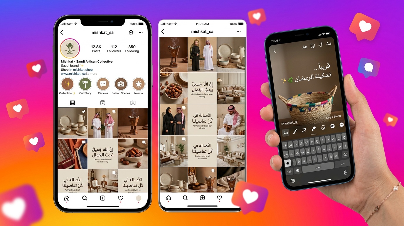 تصميم منشورات وستوريات انستقرام احترافية لعلامة تجارية سعودية