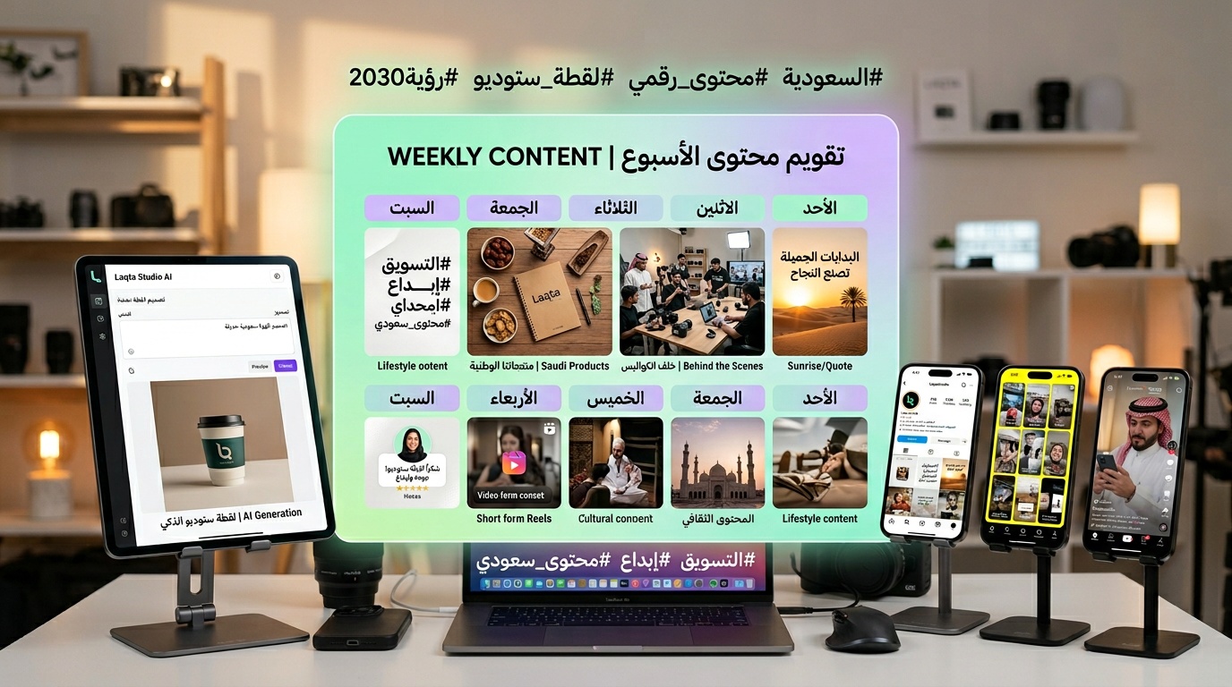 محتوى جاهز للنشر على السوشيال ميديا بطابع سعودي - لقطة استوديو