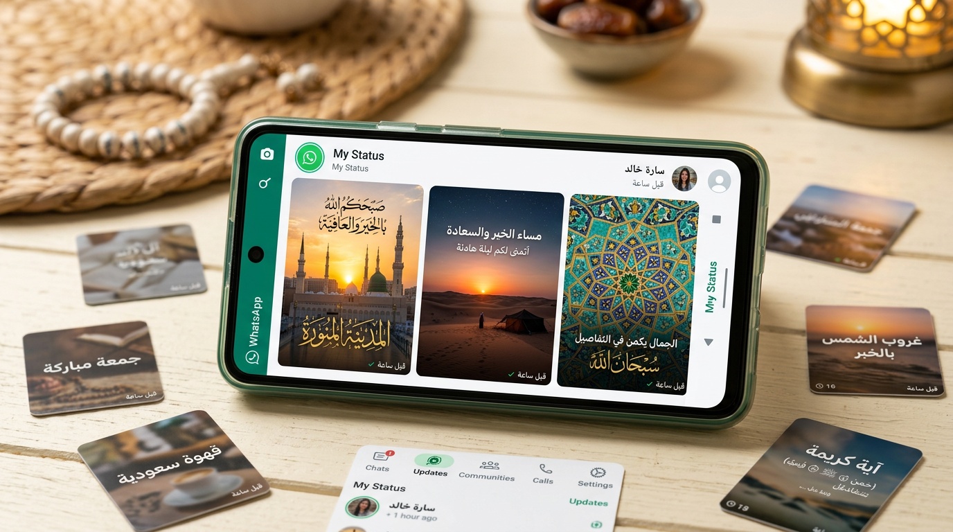 صور واتساب بتصاميم سعودية - تحيات صباحية ومسائية بخط عربي جميل