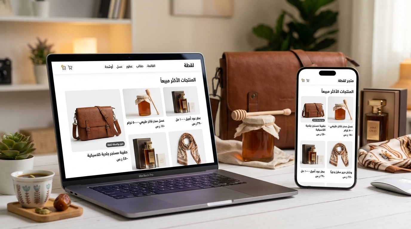 صور منتجات متجر إلكتروني سعودي على سلة بتصوير احترافي عبر لقطة استوديو مع المنتجات الحقيقية