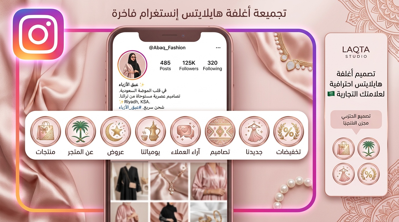 تصميم أغلفة هايلايت انستقرام بطابع سعودي احترافي - لقطة استوديو
