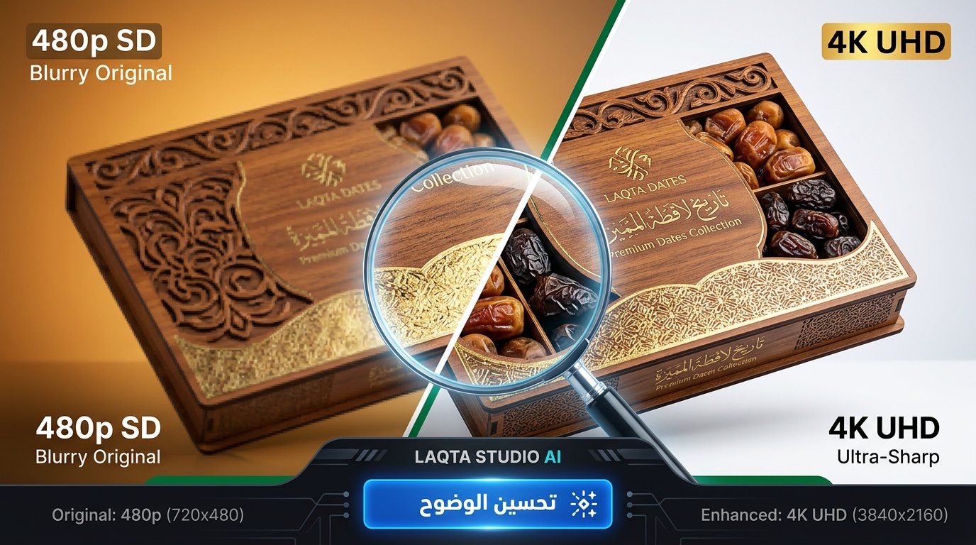 تحسين وضوح صورة منتج سعودي من ضبابية إلى فائقة الوضوح مع أداة لقطة استوديو بالذكاء الاصطناعي