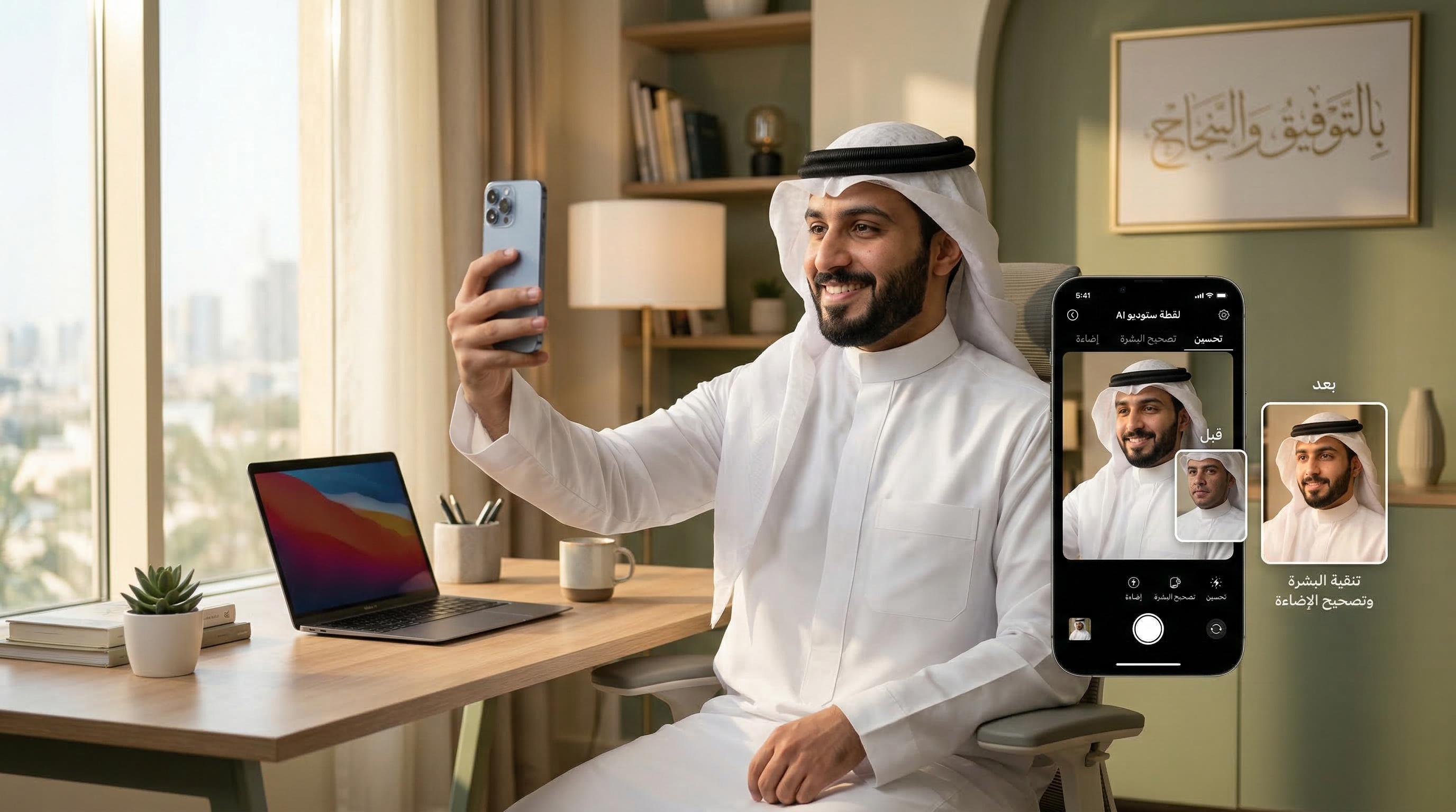 تعديل وتحسين الصورة الشخصية باستخدام أداة لقطة للذكاء الاصطناعي