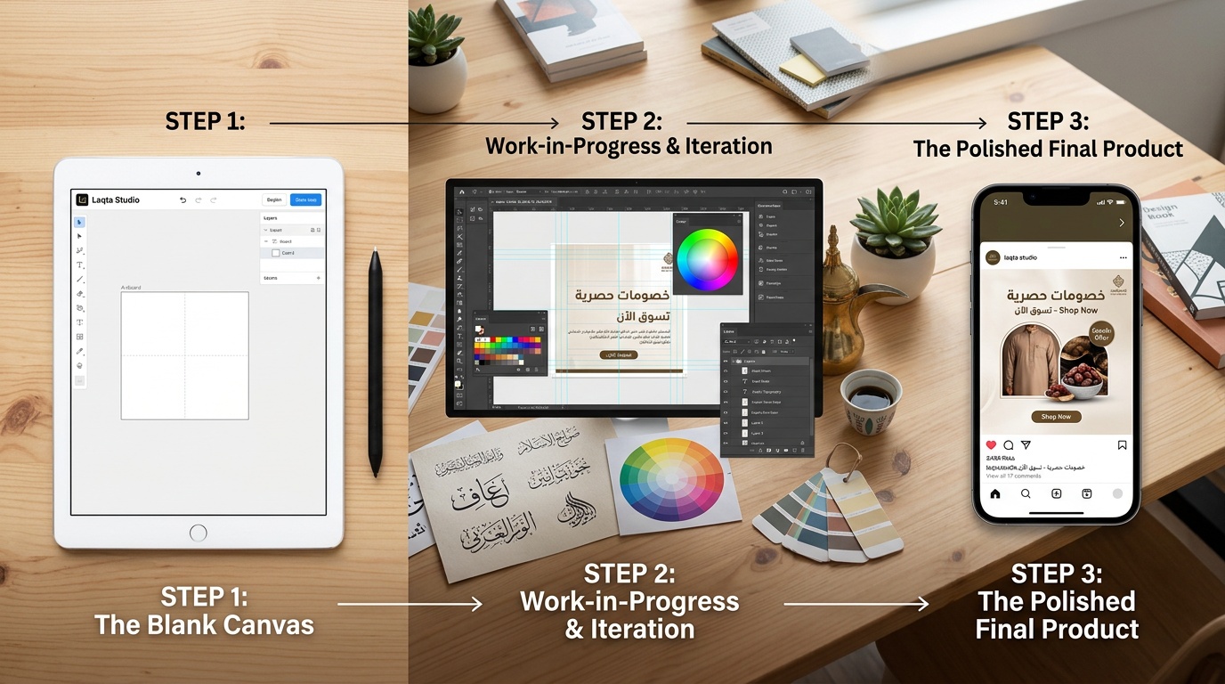 خطوات تصميم صور احترافية من الصفر للمبتدئين باستخدام لقطة استوديو
