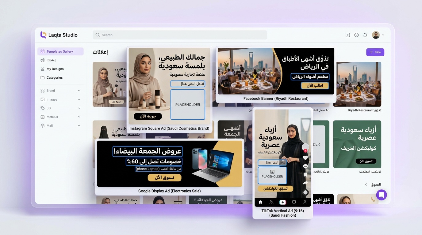 قوالب إعلانات عربية جاهزة للتعديل لمنصات التواصل الاجتماعي المتنوعة
