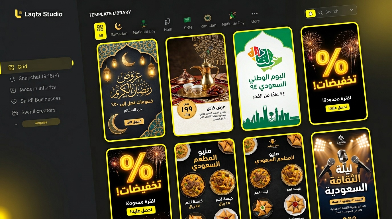 قوالب سناب شات جاهزة بتصاميم سعودية احترافية - لقطة استوديو