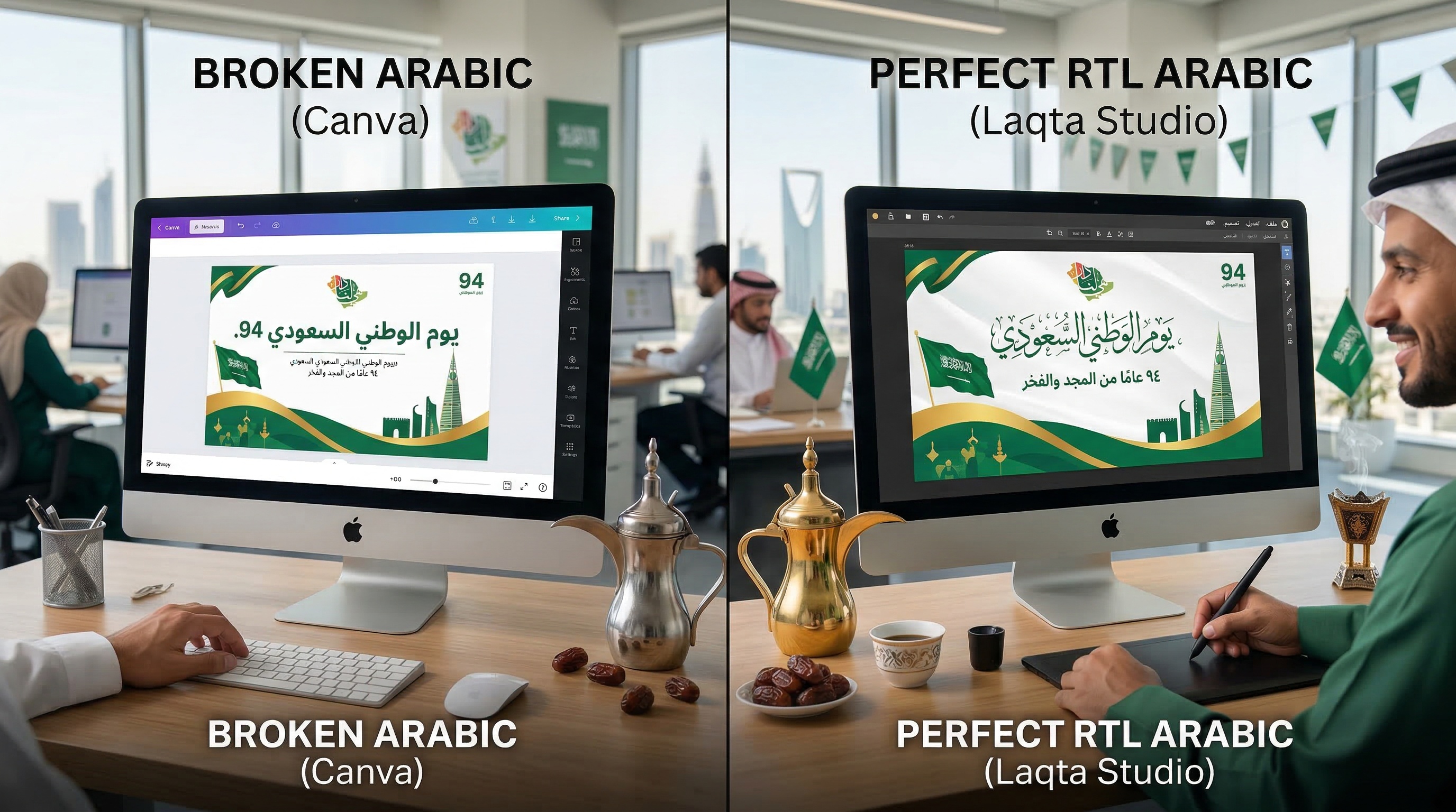 مقارنة بين كانفا ولقطة استوديو في دعم الكتابة والتصميم بالعربي