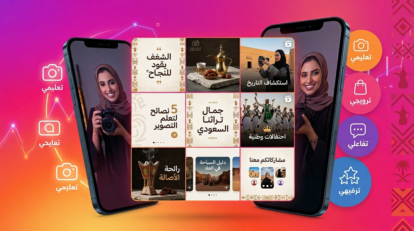 استراتيجية محتوى انستقرام الشاملة للحسابات السعودية - لقطة استوديو