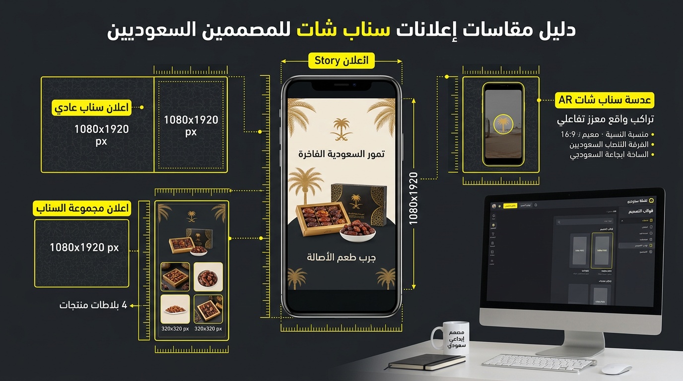 دليل مقاسات سناب شات الكاملة بالأبعاد الصحيحة - لقطة استوديو