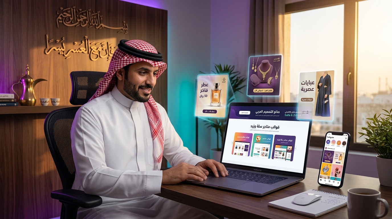 موقع تصميم مجاني للمتاجر الإلكترونية - صاحب متجر سعودي يصمم إعلاناته بنفسه